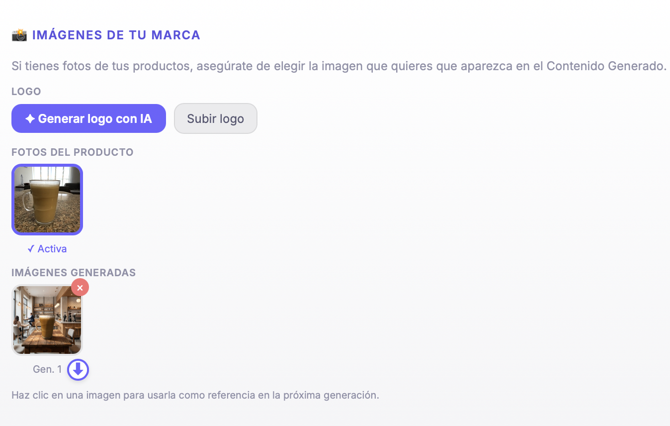 Recuadro de Geniogy donde el usuario sube fotos de su producto tomadas con el celular, sin edición previa